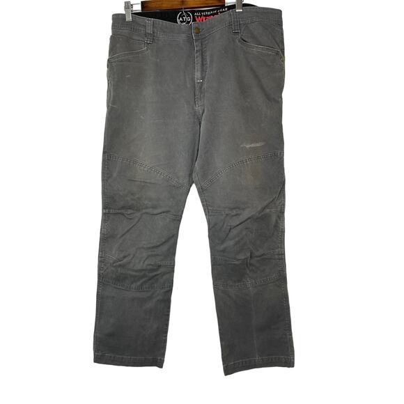 Wrangler work pants men's waist size 38 x 30 gray jeans reinforced knees - Picture 1 of 16